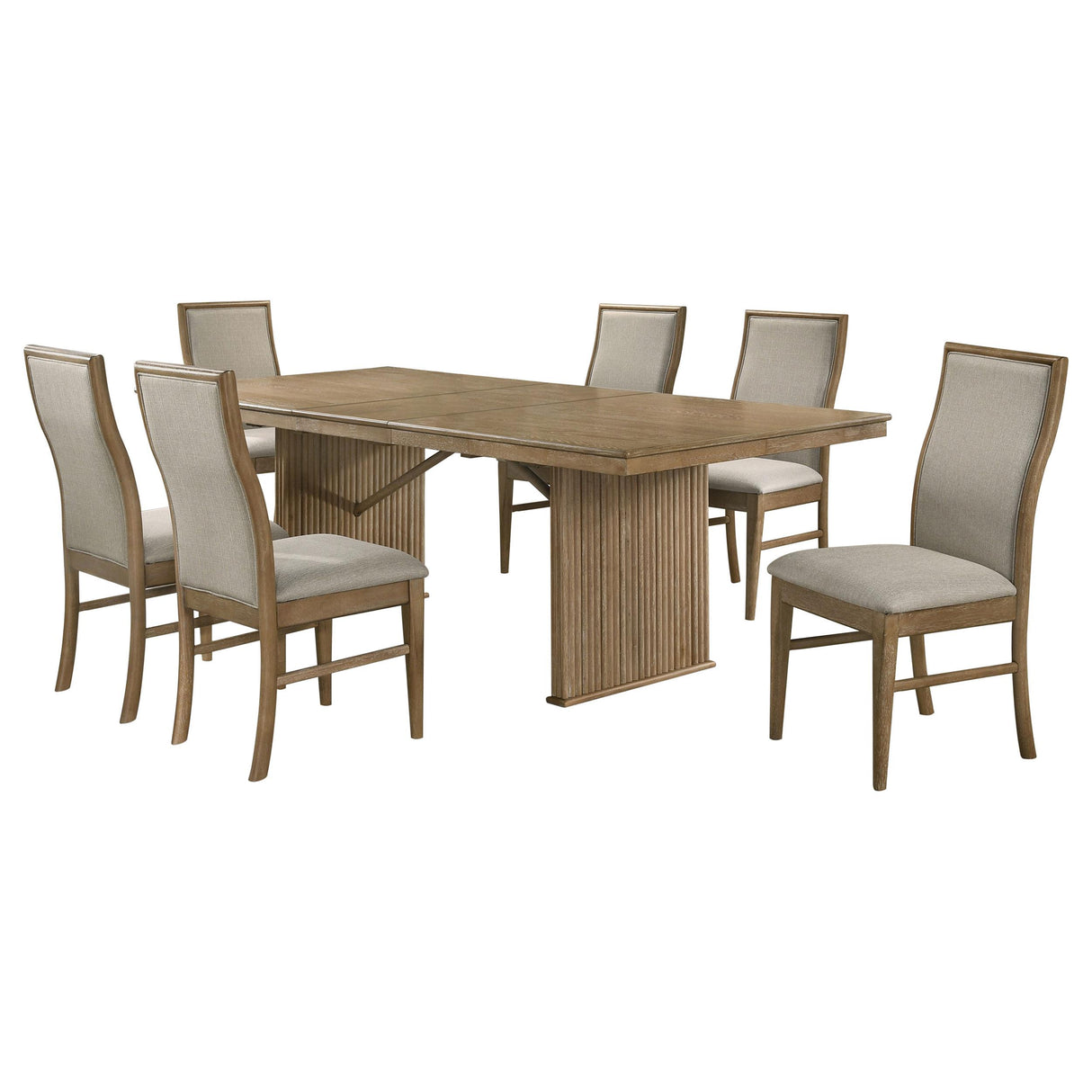 Adina Distressed Light Brown 7-Piece Extension Leaf Dining Set from Coaster - Luna Furniture