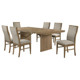 Adina Distressed Light Brown 7-Piece Extension Leaf Dining Set from Coaster - Luna Furniture
