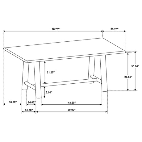 Duncan Washed Oak 71-inch Rectangular Wood Dining Table from Coaster - Luna Furniture