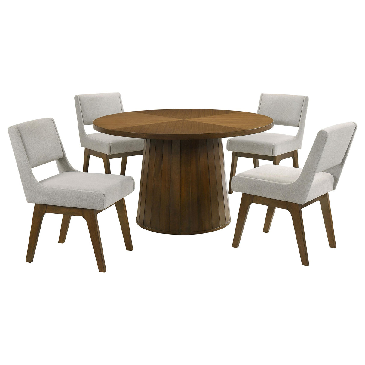 Galindo Walnut/Light Gray 5-Piece 52-inch Round Dining Set from Coaster - Luna Furniture