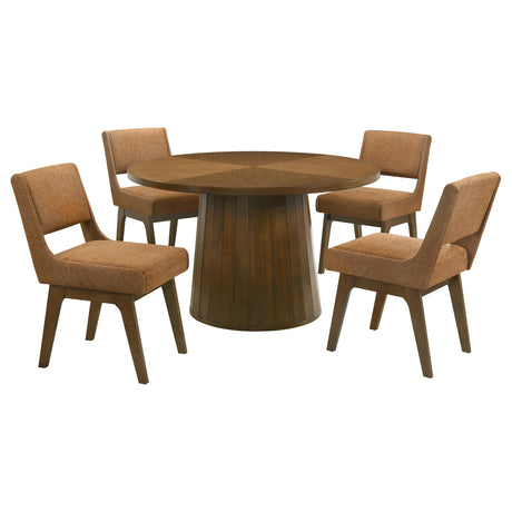 Galindo Walnut/Nutmeg 5-Piece 52-inch Round Dining Set from Coaster - Luna Furniture