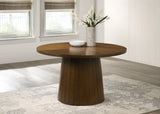 Galindo Walnut 52-inch Round Walnut Veneer Dining Table from Coaster - Luna Furniture