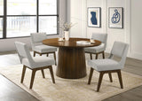 Galindo Walnut 52-inch Round Walnut Veneer Dining Table from Coaster - Luna Furniture
