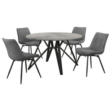 Neil Concrete and Gray 5-Piece Round Dining Set from Coaster - Luna Furniture