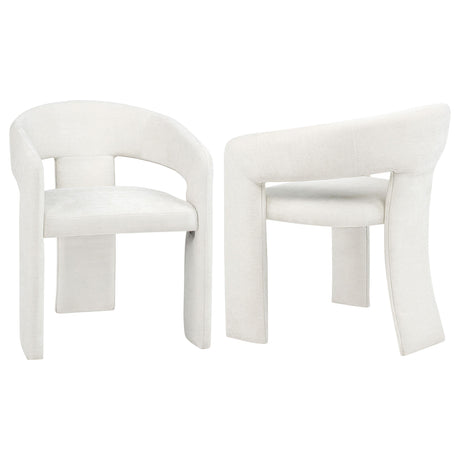 Carlow White Upholstered Dining Arm Chair, Set of 2 from Coaster - Luna Furniture