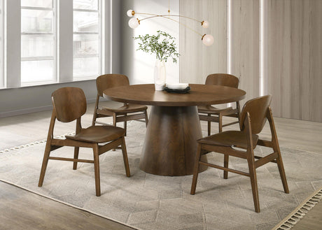 Franklin Dark Brown 5-piece 54-inch Round Dining Table Set from Coaster - Luna Furniture