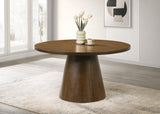 Franklin Dark Brown 54-inch Round Wood Pedestal Base Dining Table from Coaster - Luna Furniture