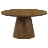 Franklin Dark Brown 54-inch Round Wood Pedestal Base Dining Table from Coaster - Luna Furniture