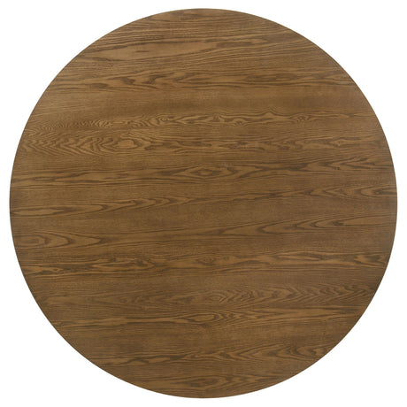 Franklin Dark Brown 54-inch Round Wood Pedestal Base Dining Table from Coaster - Luna Furniture