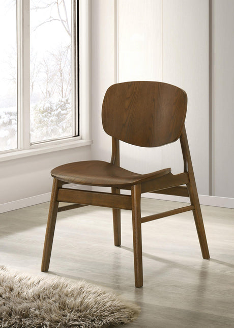 Benford Dark Brown Dining Side Chair Wood Seat, Set of 2 from Coaster - Luna Furniture