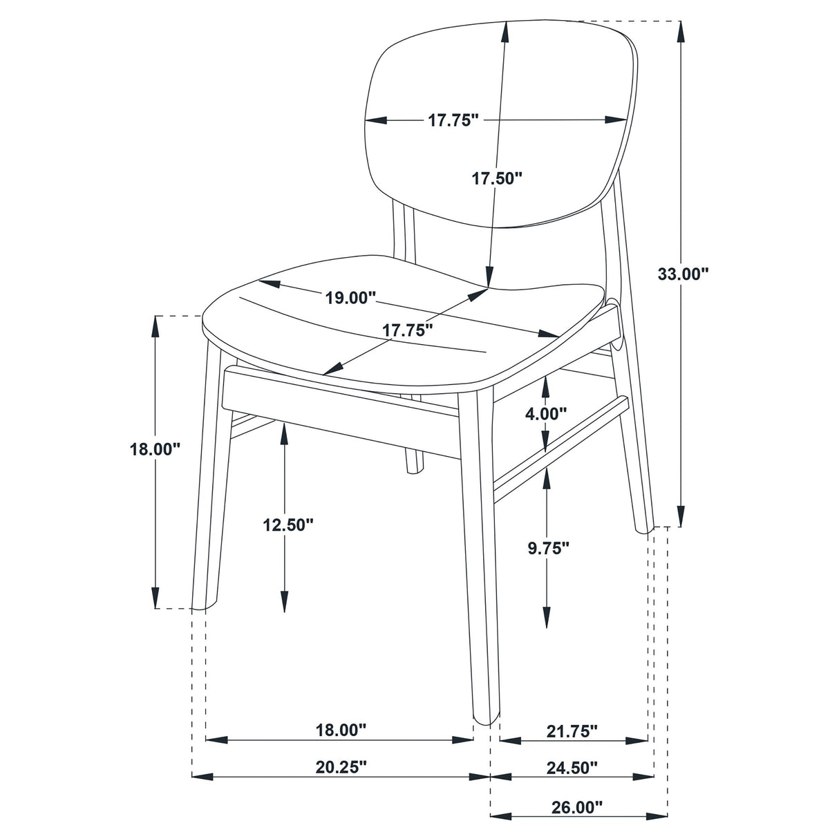 Benford Dark Brown Dining Side Chair Wood Seat, Set of 2 from Coaster - Luna Furniture
