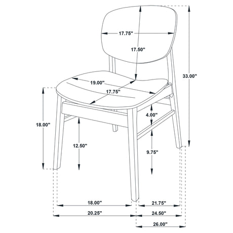 Benford Dark Brown Dining Side Chair Wood Seat, Set of 2 from Coaster - Luna Furniture
