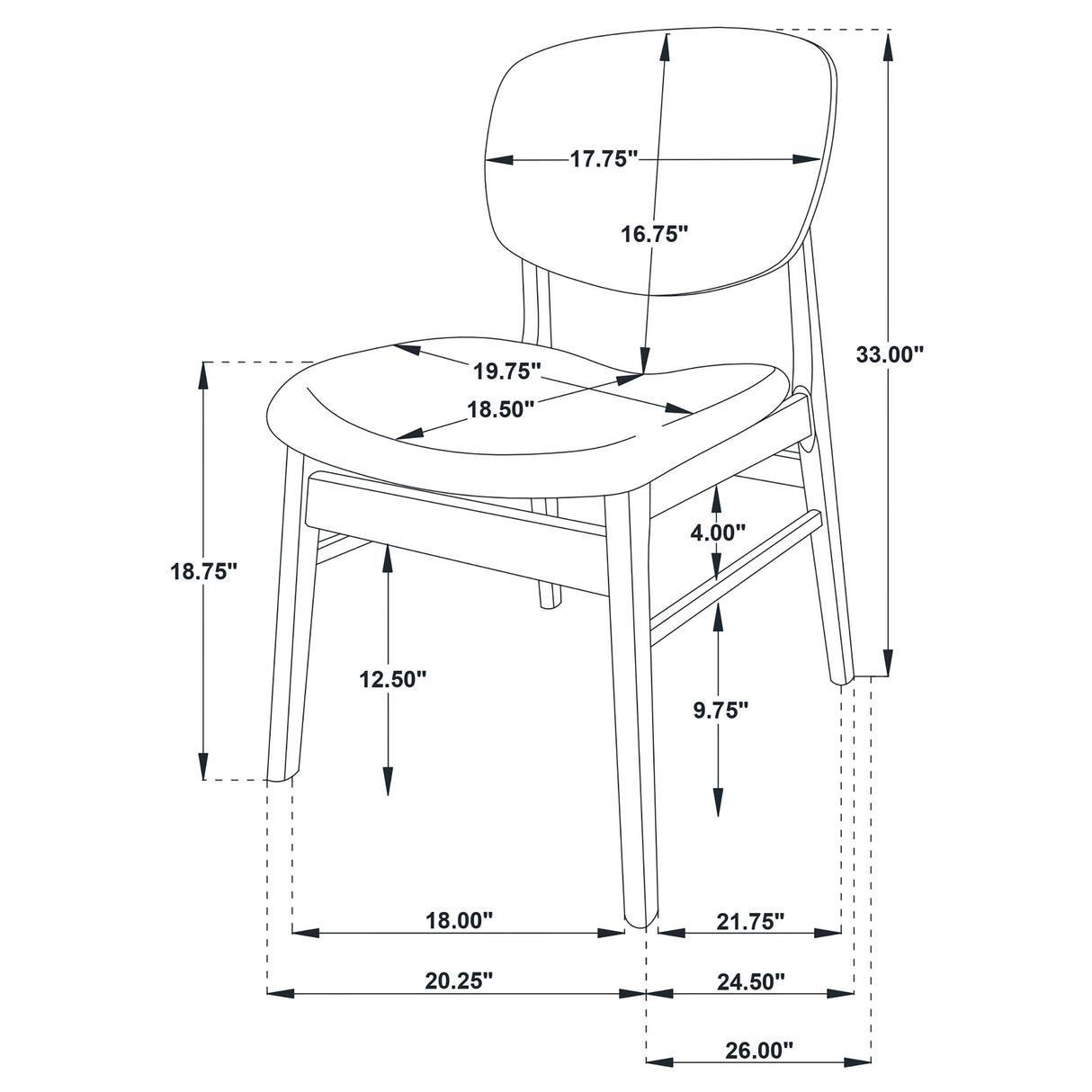 Benford Dark Brown Dining Side Chair Upholstered Seat, Set of 2 from Coaster - Luna Furniture