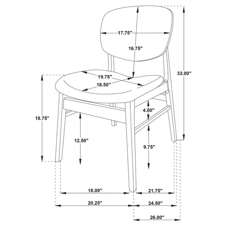 Benford Dark Brown Dining Side Chair Upholstered Seat, Set of 2 from Coaster - Luna Furniture