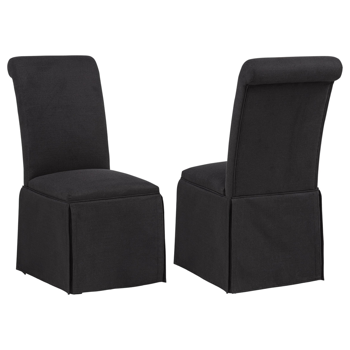 Shawna Black Upholstered Skirted Side Chair, Set of 2 from Coaster - Luna Furniture