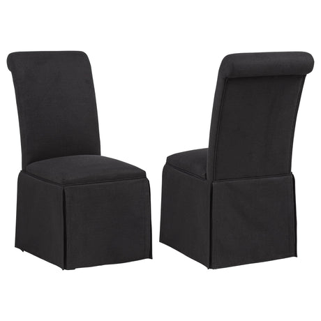 Shawna Black Upholstered Skirted Side Chair, Set of 2 from Coaster - Luna Furniture
