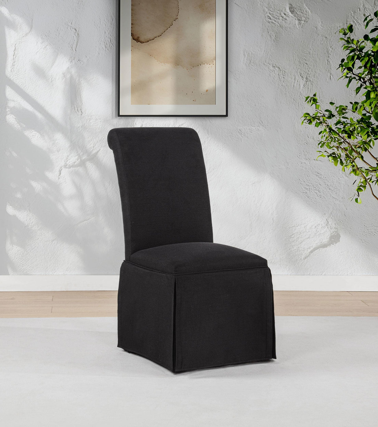 Shawna Black Upholstered Skirted Side Chair, Set of 2 from Coaster - Luna Furniture