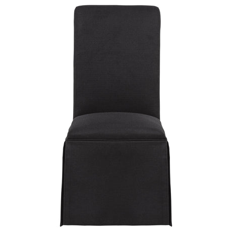 Shawna Black Upholstered Skirted Side Chair, Set of 2 from Coaster - Luna Furniture