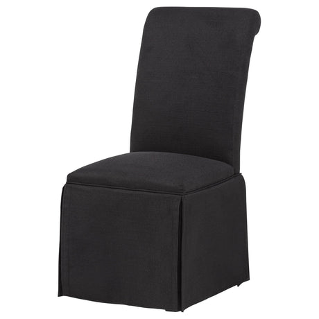 Shawna Black Upholstered Skirted Side Chair, Set of 2 from Coaster - Luna Furniture