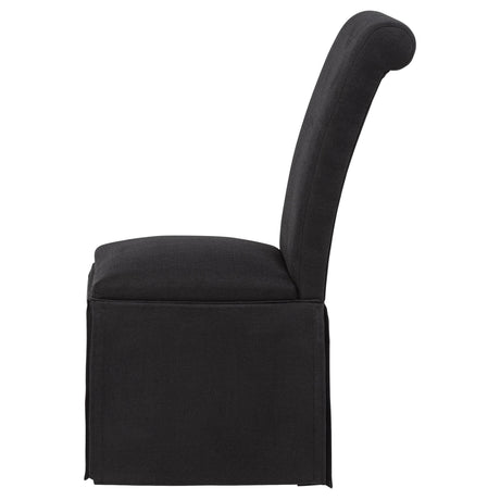 Shawna Black Upholstered Skirted Side Chair, Set of 2 from Coaster - Luna Furniture