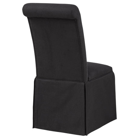 Shawna Black Upholstered Skirted Side Chair, Set of 2 from Coaster - Luna Furniture