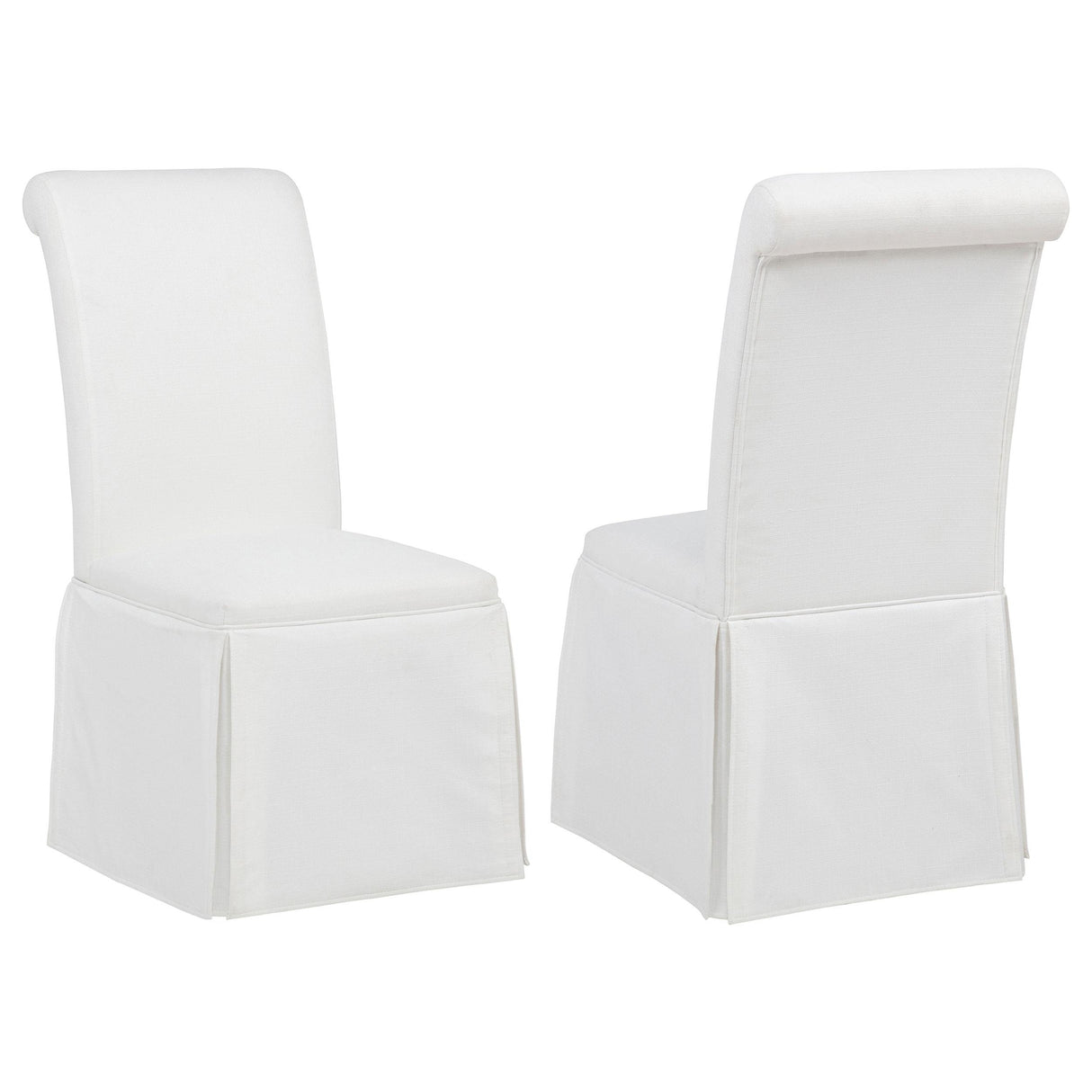 Shawna White Upholstered Skirted Side Chair, Set of 2 from Coaster - Luna Furniture