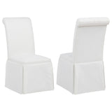 Shawna White Upholstered Skirted Side Chair, Set of 2 from Coaster - Luna Furniture