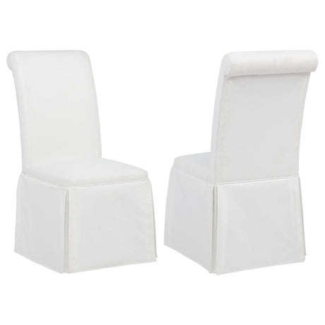 Shawna White Upholstered Skirted Side Chair, Set of 2 from Coaster - Luna Furniture