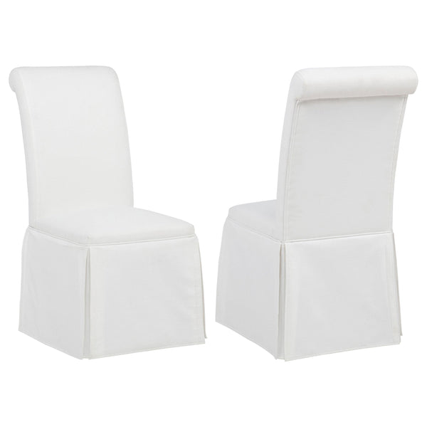 Shawna White Upholstered Skirted Side Chair, Set of 2