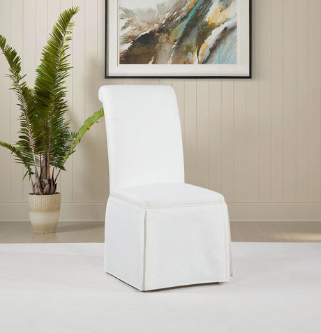 Shawna White Upholstered Skirted Side Chair, Set of 2 from Coaster - Luna Furniture