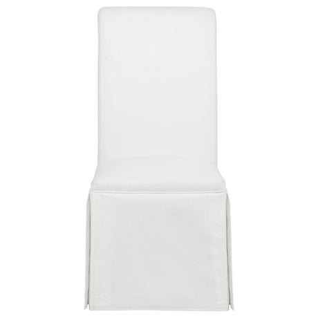 Shawna White Upholstered Skirted Side Chair, Set of 2 from Coaster - Luna Furniture