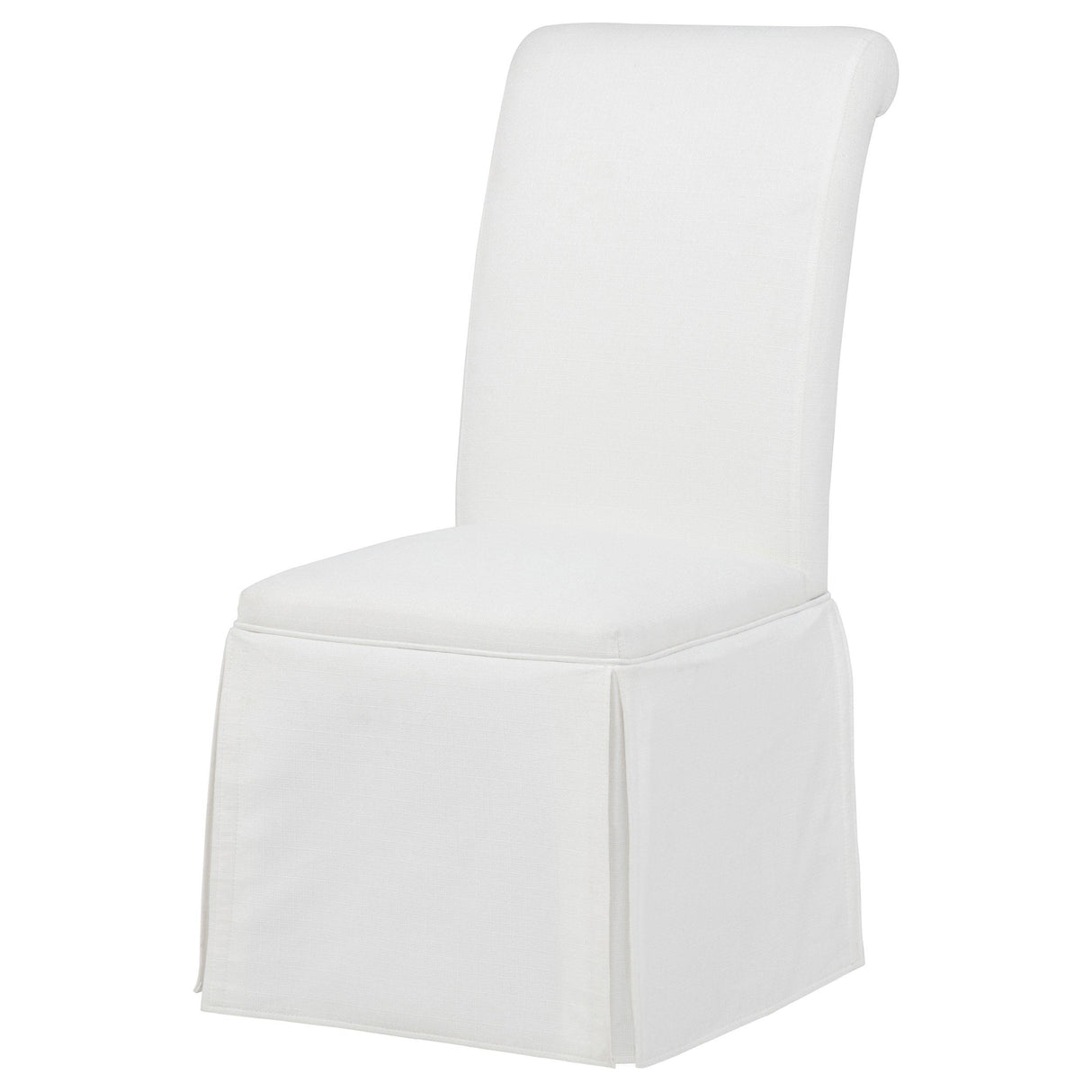 Shawna White Upholstered Skirted Side Chair, Set of 2 from Coaster - Luna Furniture