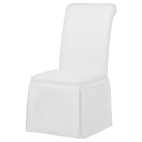 Shawna White Upholstered Skirted Side Chair, Set of 2 from Coaster - Luna Furniture