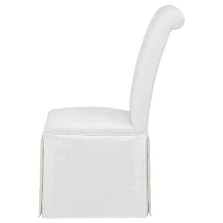 Shawna White Upholstered Skirted Side Chair, Set of 2 from Coaster - Luna Furniture