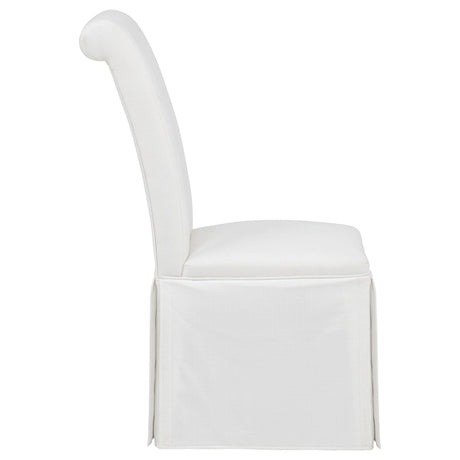 Shawna White Upholstered Skirted Side Chair, Set of 2 from Coaster - Luna Furniture