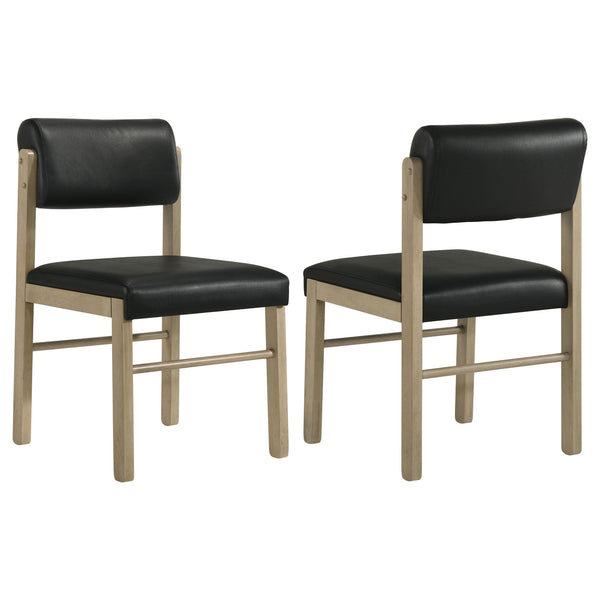 Kehoe Black/Natural Oak Upholstered Dining Side Chair, Set of 2