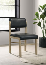 Kehoe Black/Natural Oak Upholstered Dining Side Chair, Set of 2 from Coaster - Luna Furniture