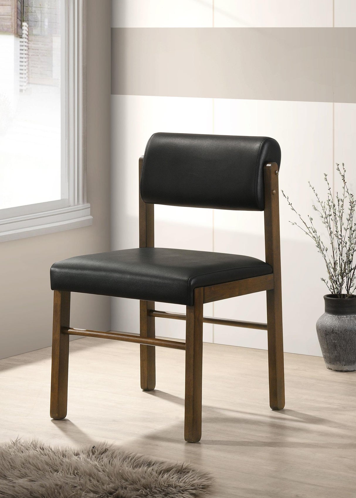 Kehoe Walnut/Black Upholstered Dining Side Chair, Set of 2 from Coaster - Luna Furniture