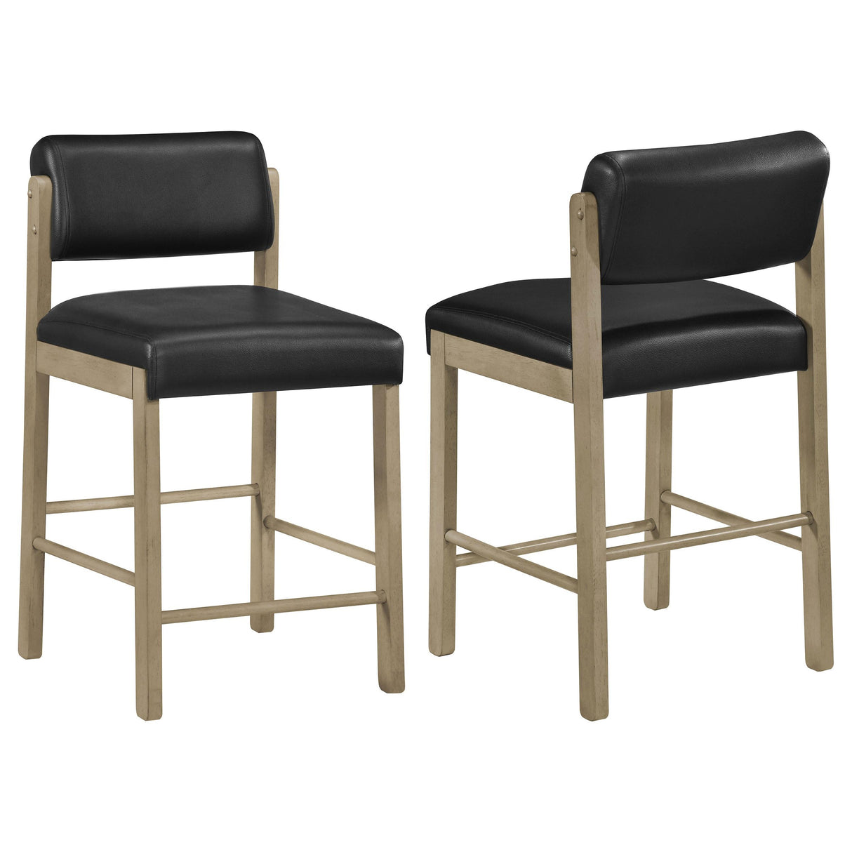 Kehoe Black and Natural Oak Upholstered Counter Height Chair, Set of 2 from Coaster - Luna Furniture