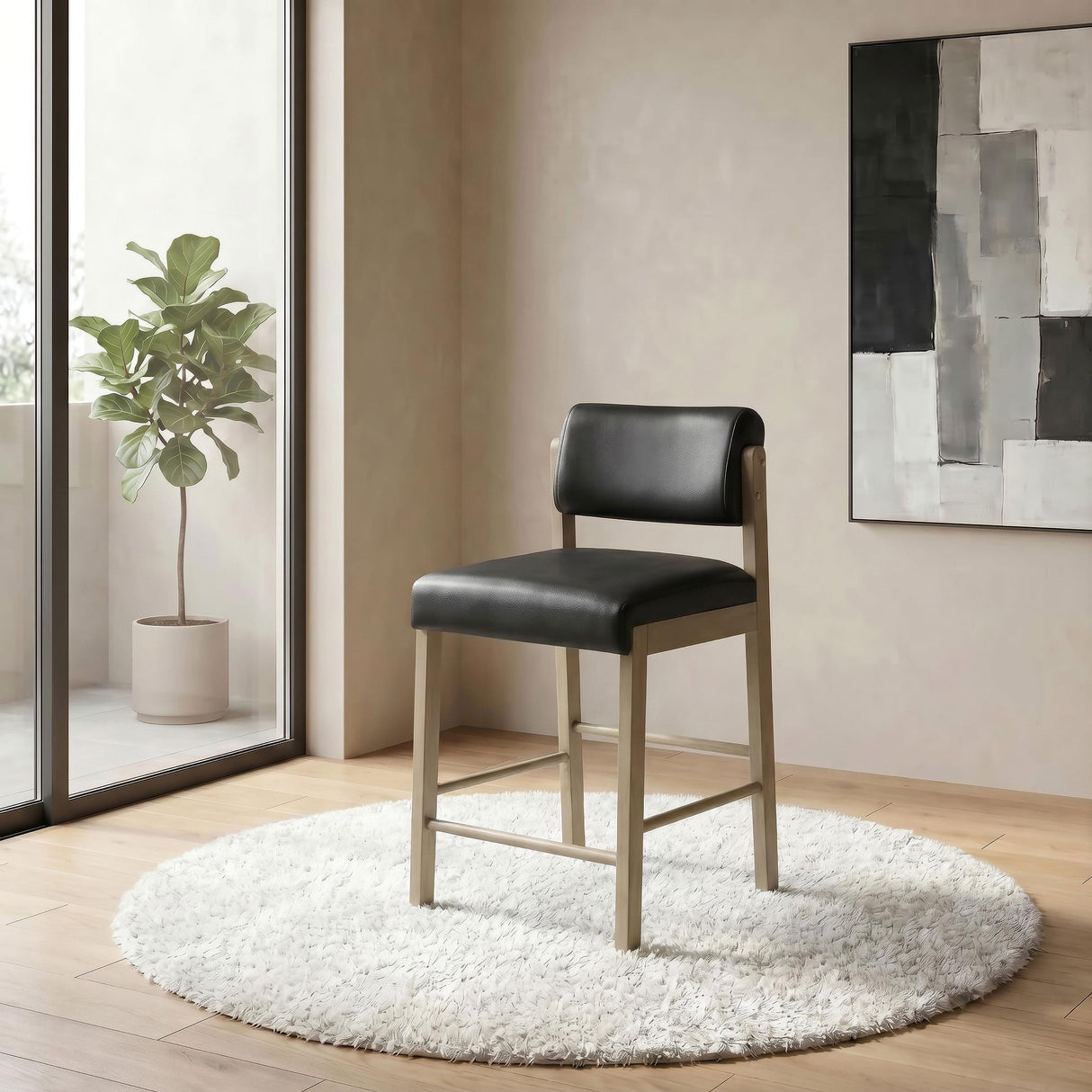 Kehoe Black and Natural Oak Upholstered Counter Height Chair, Set of 2 from Coaster - Luna Furniture