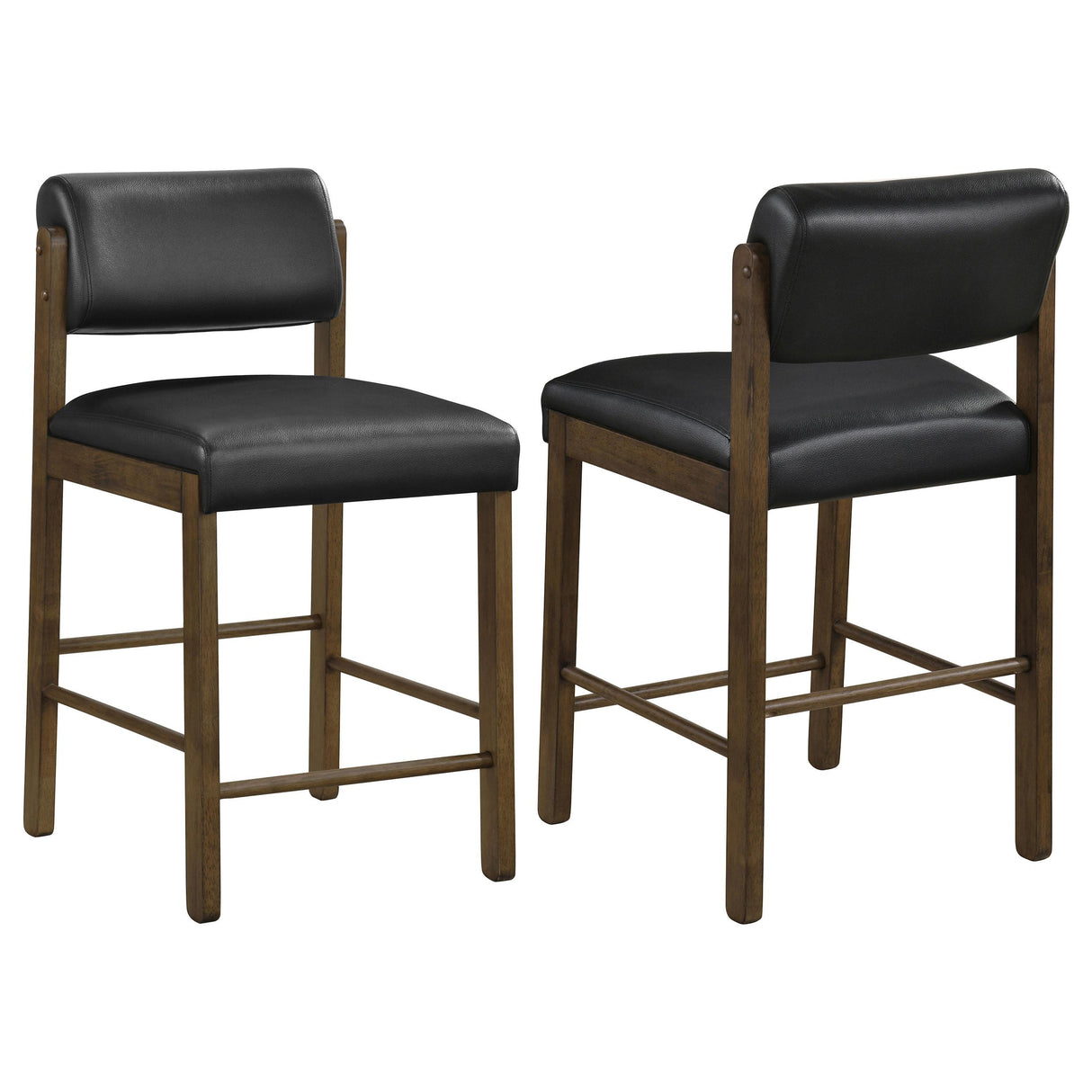 Kehoe Walnut / Black Upholstered Counter Height Chair, Set of 2 from Coaster - Luna Furniture