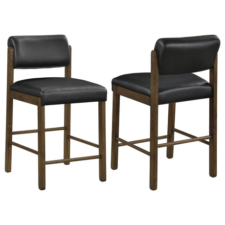 Kehoe Walnut / Black Upholstered Counter Height Chair, Set of 2 from Coaster - Luna Furniture