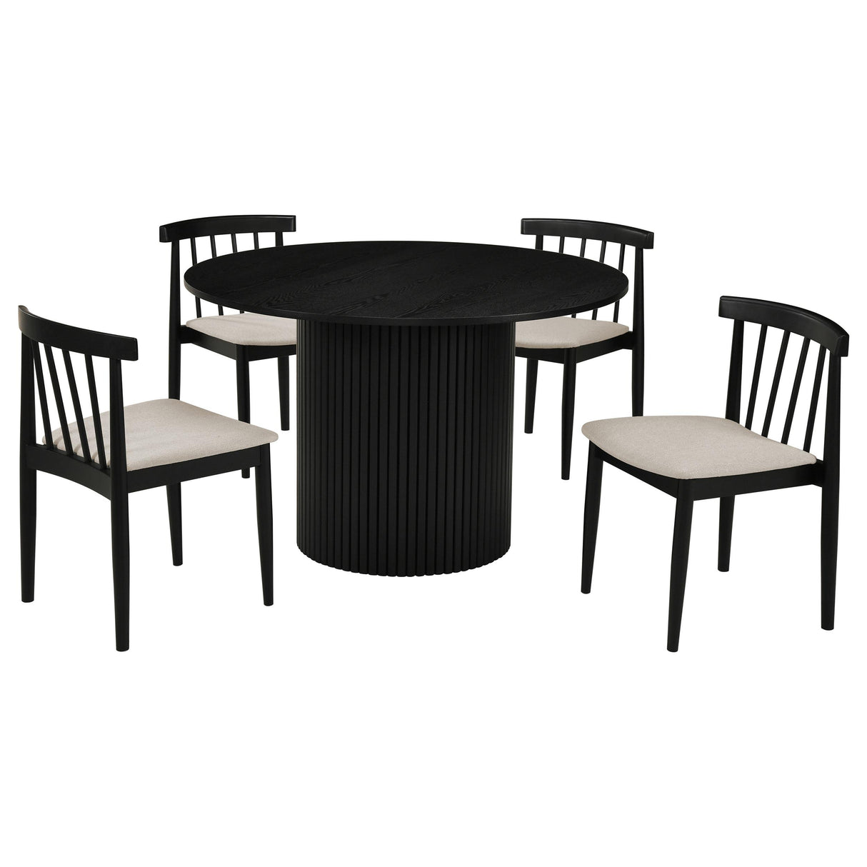 Hamlyn Black / Wheat 5-Piece Round Wood Dining Set from Coaster - Luna Furniture