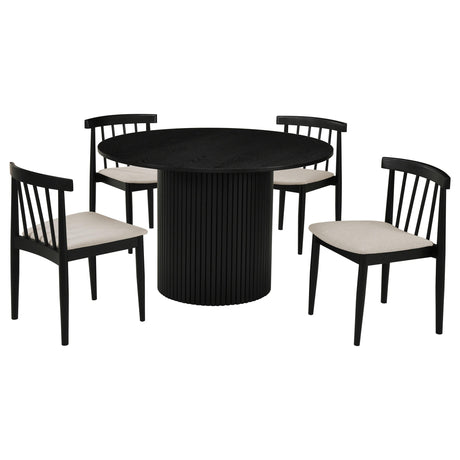 Hamlyn Black / Wheat 5-Piece Round Wood Dining Set from Coaster - Luna Furniture