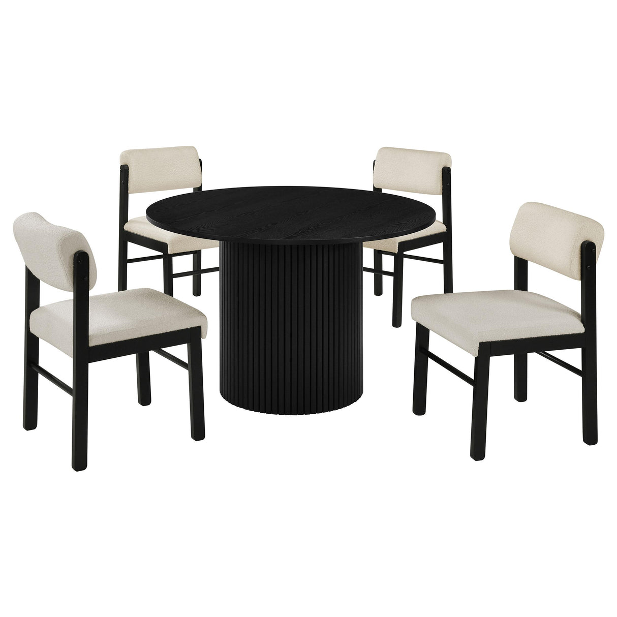 Hamlyn Black / Cream 5-Piece Round Wood Dining Set from Coaster - Luna Furniture