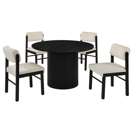 Hamlyn Black / Cream 5-Piece Round Wood Dining Set from Coaster - Luna Furniture
