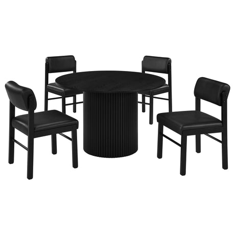 Hamlyn Black 5-Piece Round Wood Dining Set from Coaster - Luna Furniture