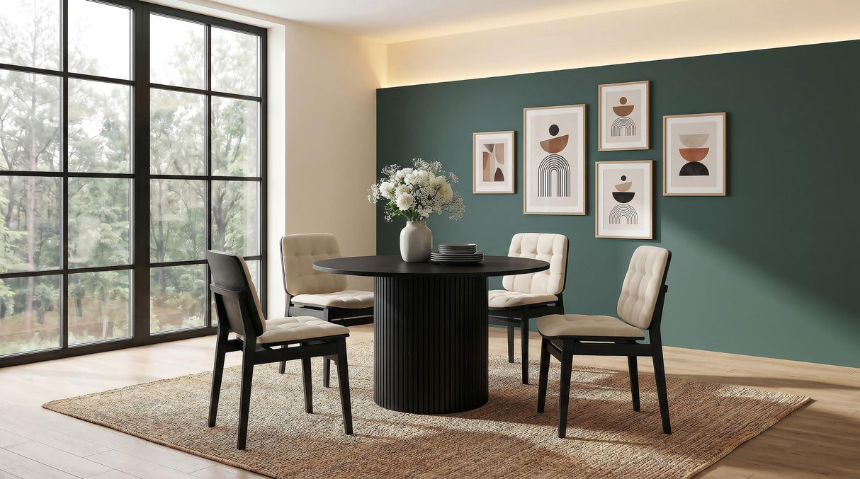 Hamlyn Black / Cream 5-Piece Round Wood Dining Set from Coaster - Luna Furniture