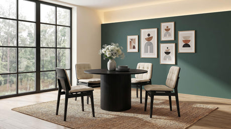Hamlyn Black / Cream 5-Piece Round Wood Dining Set from Coaster - Luna Furniture