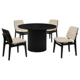 Hamlyn Black / Cream 5-Piece Round Wood Dining Set from Coaster - Luna Furniture